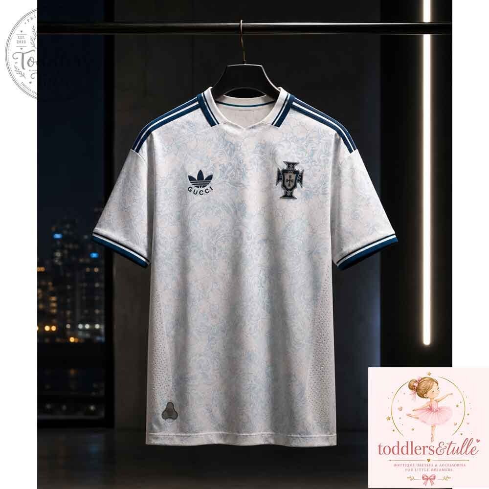 Portugal x Gucci x Adidas Retro Azulejo Soccer Jersey Shirt Portugal Azulejo Retro Soccer Jersey Shirt - Gucci x Adidas Design – image 2 of 4