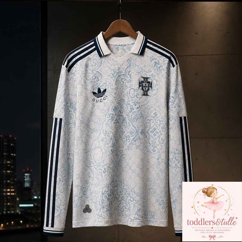 Portugal x Gucci x Adidas Retro Azulejo Soccer Jersey Shirt Portugal Azulejo Retro Soccer Jersey Shirt - Gucci x Adidas Design – image 4 of 4