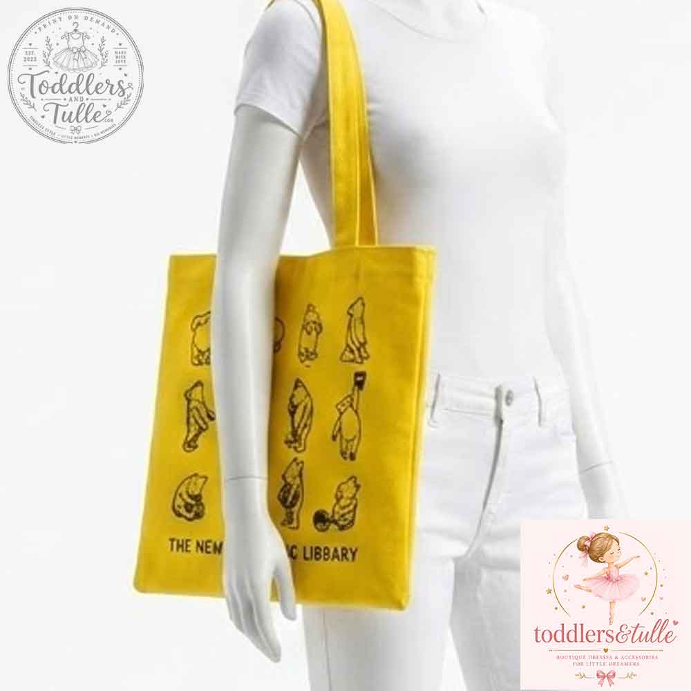 NYPL Winnie the Pooh Yellow Canvas Tote Bag (2) NYPL Winnie the Pooh Yellow Canvas Tote Bag for Book Lovers – image 3 of 3