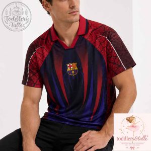 Barcelona x Spider-Man Concept Red Blue Jersey 4 Barcelona x Spider-Man Concept Red Blue Jersey