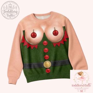 Funny Christmas Elf Boob Sweater – Ugly Holiday Christmas Birthday Gifts