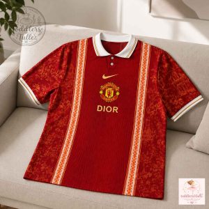 Manchester United x Dior Concept Red Jersey Polo Shirt For Men 4 Manchester United x Dior Concept Red Jersey Polo Shirt For Men