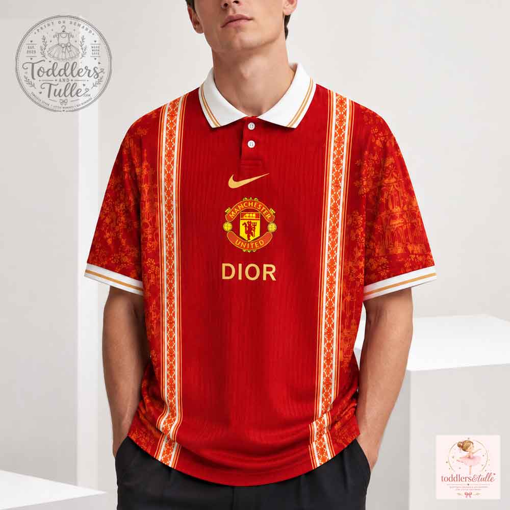 Manchester United x Dior Concept Red Jersey Polo Shirt For Men (2) Manchester United x Dior Concept Red Jersey Polo Shirt For Men – image 2 of 4
