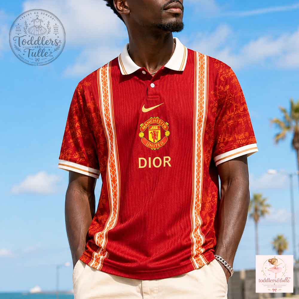 Manchester United x Dior Concept Red Jersey Polo Shirt For Men (3) Manchester United x Dior Concept Red Jersey Polo Shirt For Men – image 3 of 4