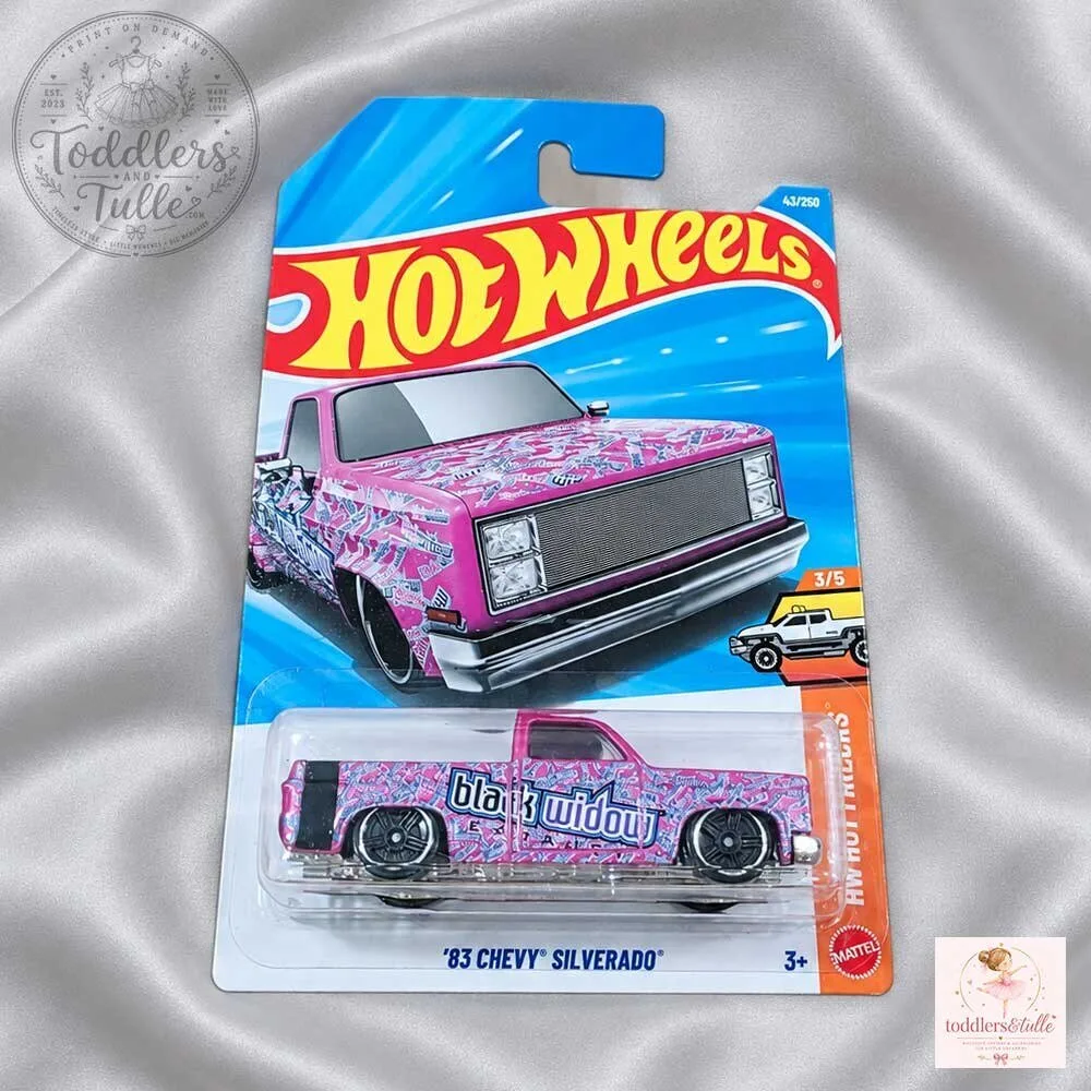 Hot Wheels '83 Chevy Silverado Pink Black Widow 43/250 HW Hot Trucks 3 Hot Wheels