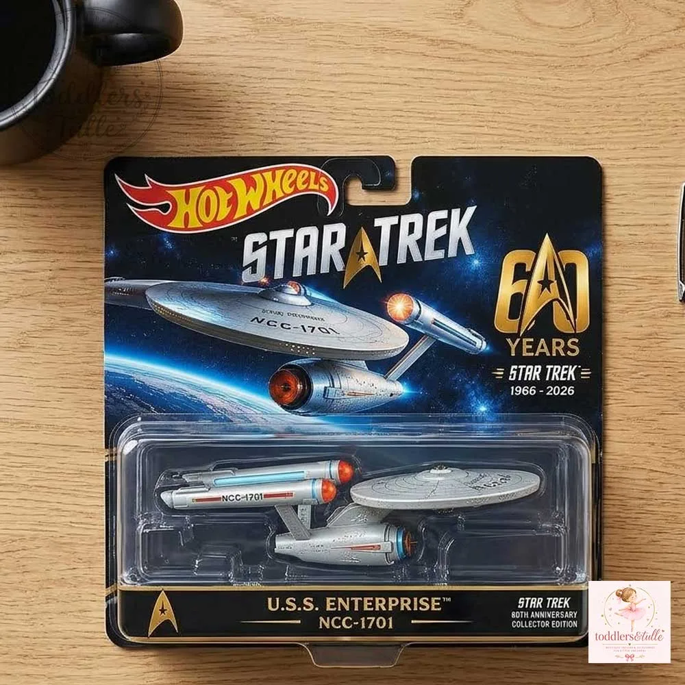 Hot Wheels Star Trek 60th Anniversary U.S.S. Enterprise NCC-1701 Die-Cast Spaceship Model Collector Edition (2) Hot Wheels Star Trek 60th Anniversary U.S.S. Enterprise NCC-1701 Die-Cast Spaceship Model Collector Edition – image 2 of 3