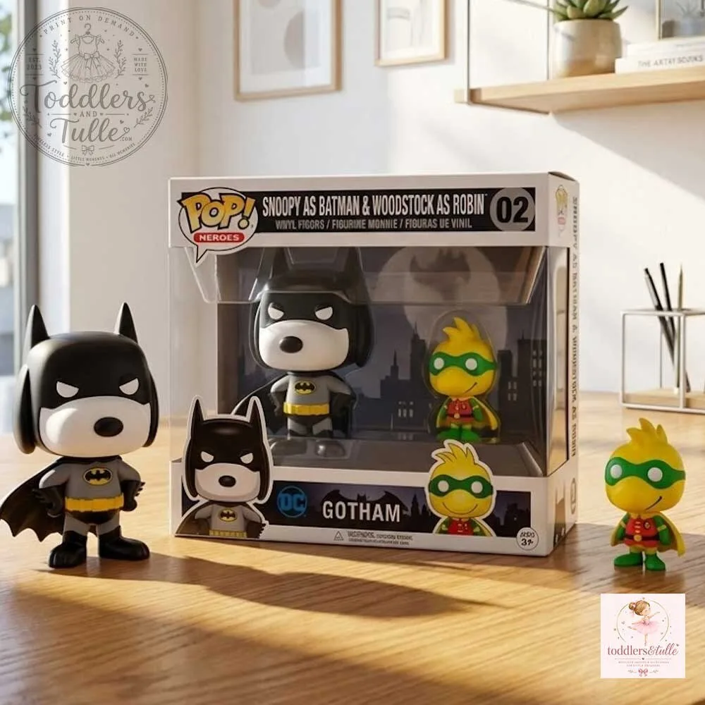 Funko Pop Peanuts Snoopy as Batman & Woodstock as Robin Figure Set 4 Funko Pop Peanuts Snoopy as Batman & Woodstock as Robin Figure Set